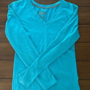 Women's Nike V-Neck Dri-Fit Teal Long Sleeve Tee, XS